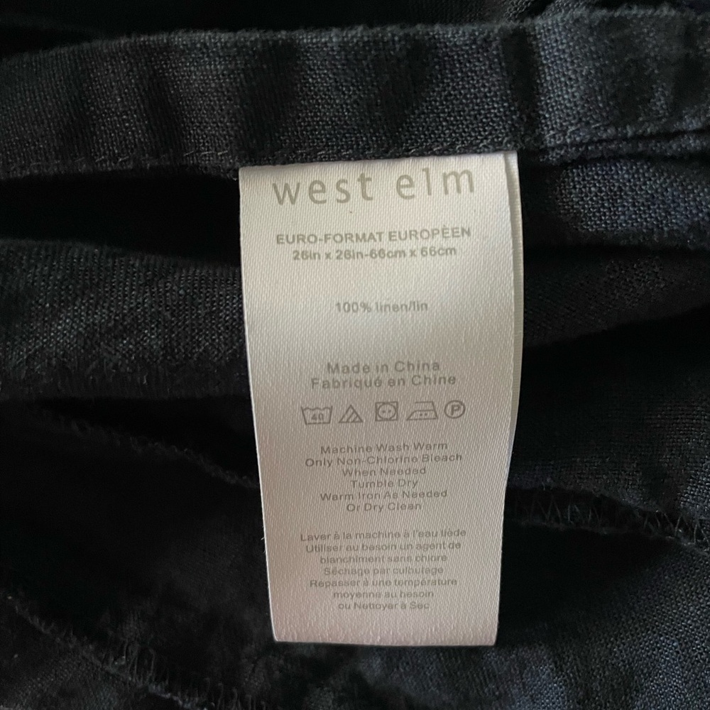West Elm Linen Euro Pillow Sham Midnight Navy Blue - Picture 3 of 6